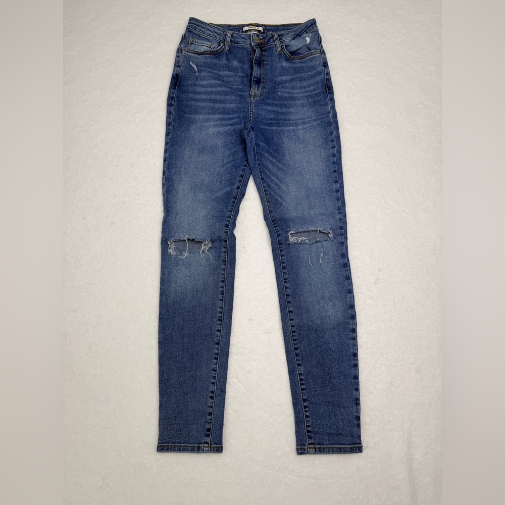 Forever 21 Distressed Blue Skinny Jeans